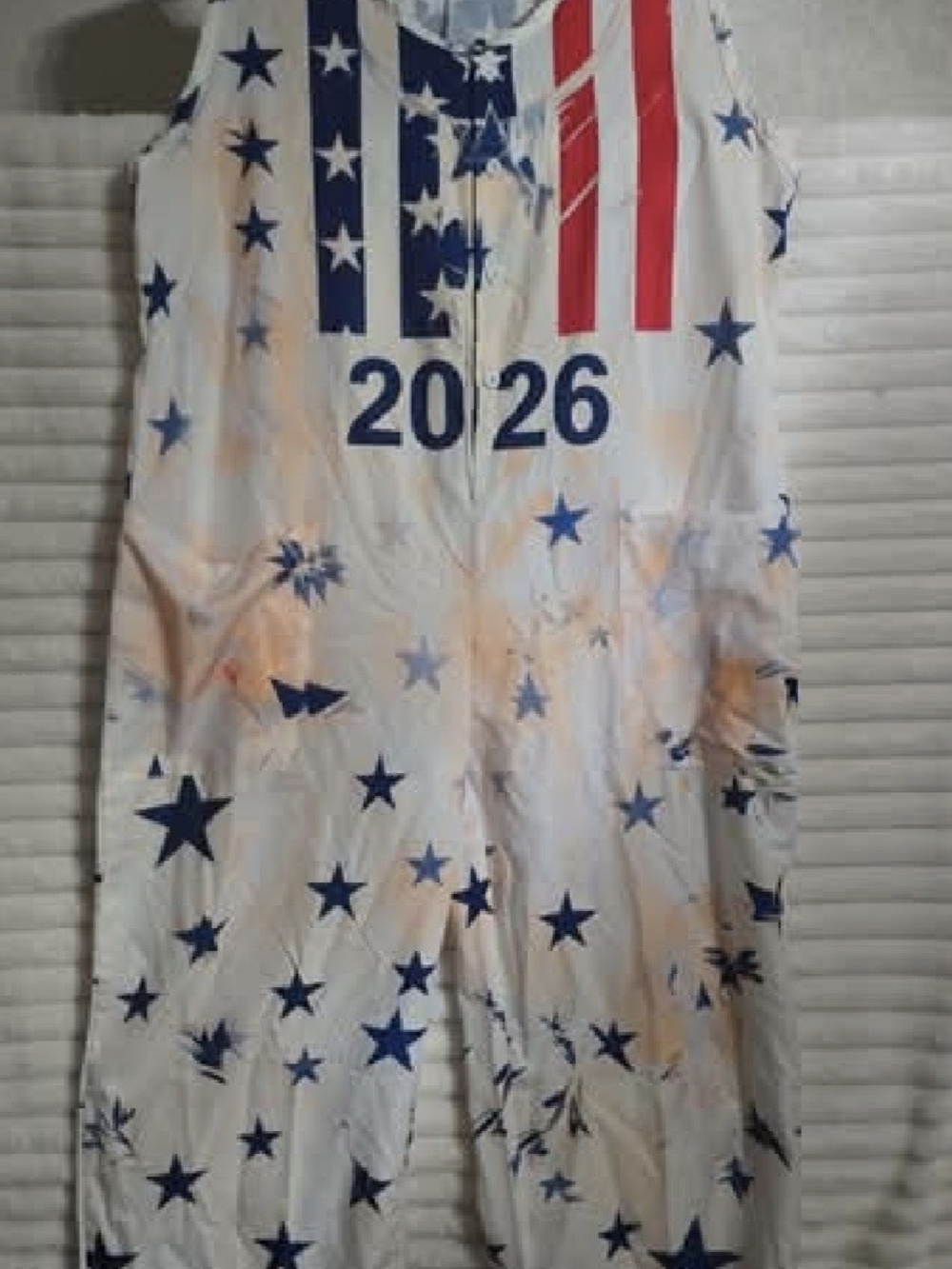 Patriotic Star Print Romper with 2026 Graphic